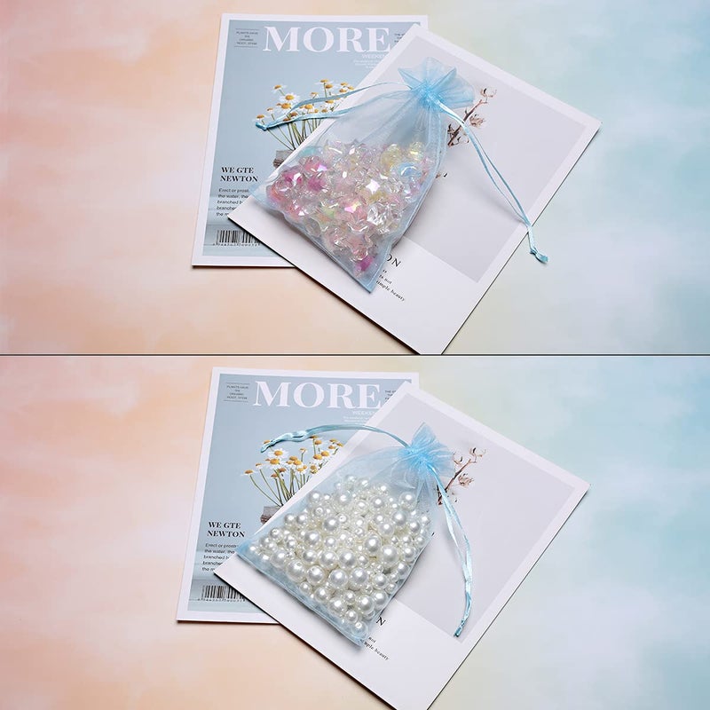 Akstore 50Pcs 3.15""x4""(8x10cm) Sheer Drawstring Organza Jewelry Pouches Wedding Party Christmas Favor Gift Bags (Pale Blue  3x4) - Image 5